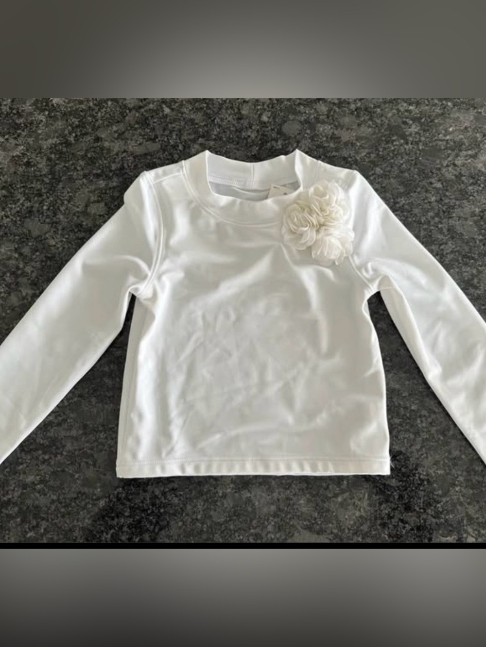 Janie and Jack Cream Long-Sleeve Top with Floral Rosette